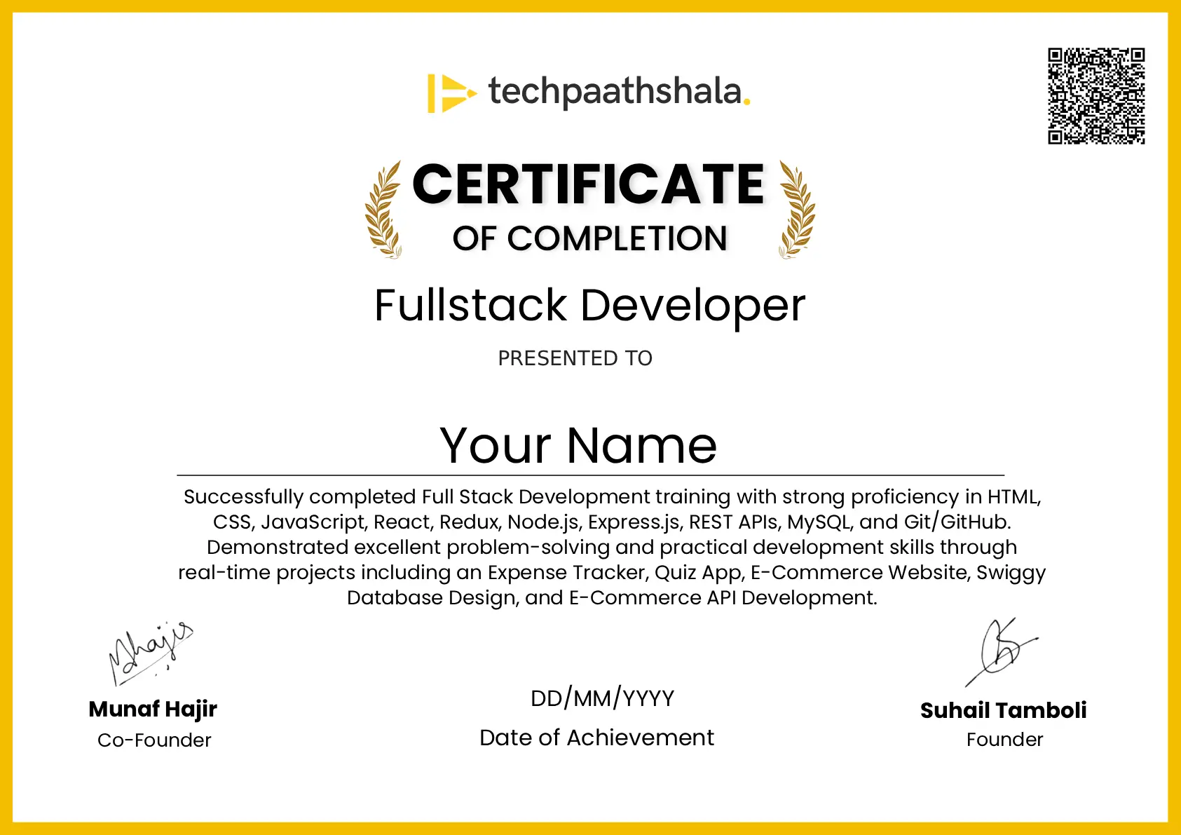 Techpaathshala Full Stack + Gen AI Certificate